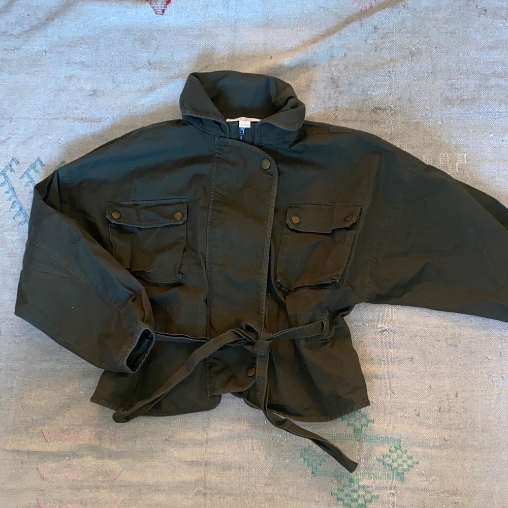 Anthropologie mare mare Dark Green cotton stretch Utility Jacket sz small - Picture 5 of 13